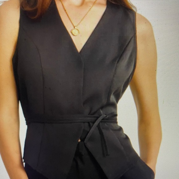 Pant Set 2 piece Soho baggy pants snap vest set with tie Black XL or 12 - Picture 6 of 7